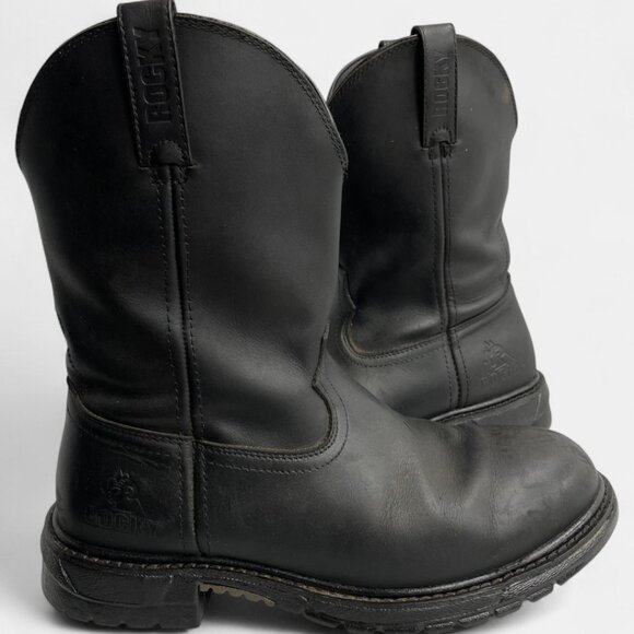 Rocky Men's Leather Western Ride Comfort Boots Cowboy Work Biker Size 10 M - Picture 1 of 15